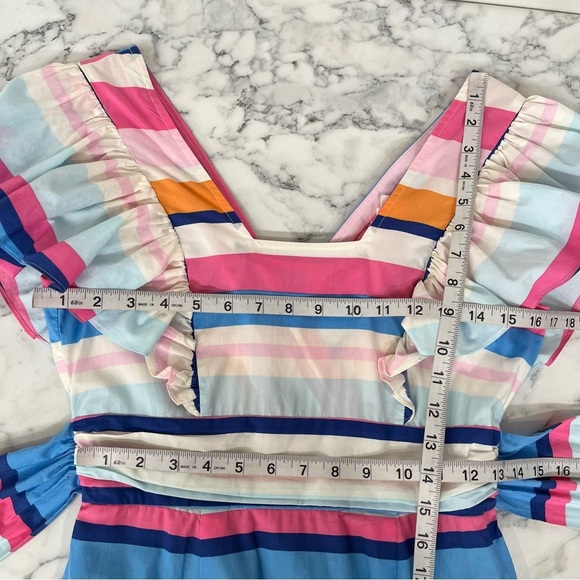 PLENTY BY TRACY REESE Anthropologie Rainbow Striped Ruffle Midi Maxi Dress XS - Picture 10 of 14